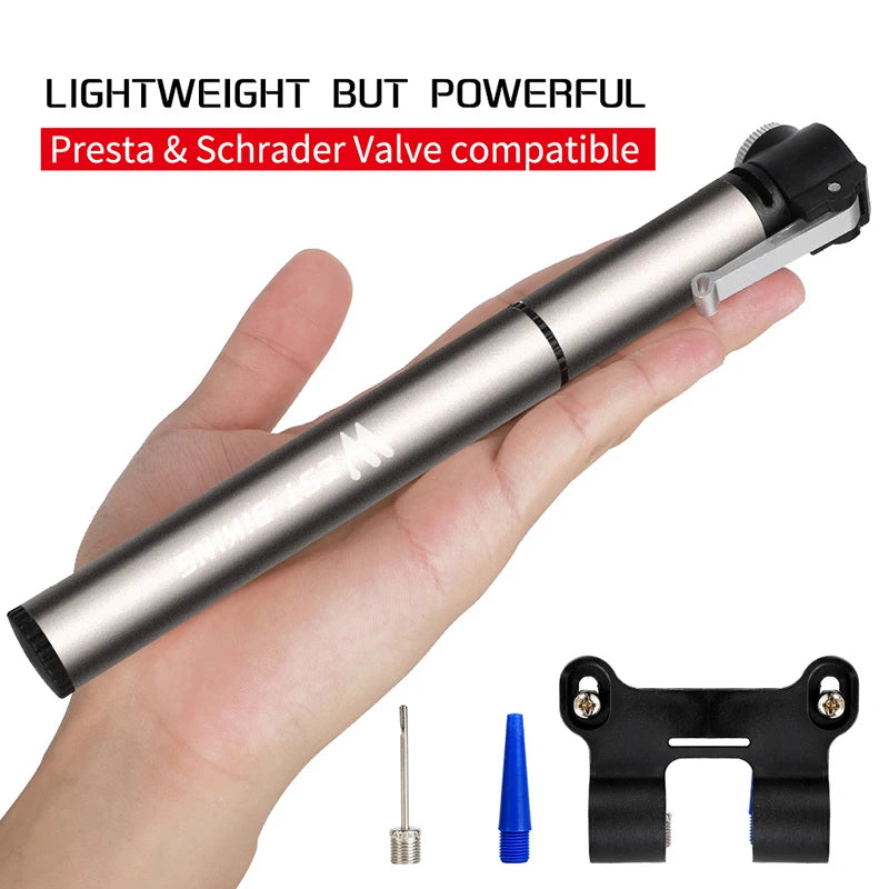 WEST BIKING Bicycle Air Pump Mini Hand Pump Tire Inflator Bike Pump Aluminum Alloy AV/FV Valve MTB Road Cycling for Ball 120psi