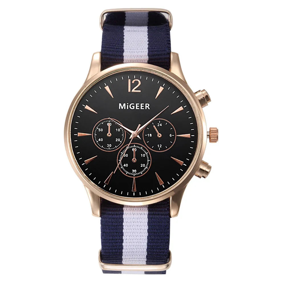 MIGEER Fashion Casual Men Watches Fabric Band Watches Quartz Wristwatches relogio masculino horloge vrouw mannen horloge 2019