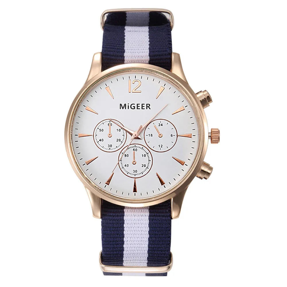 MIGEER Fashion Casual Men Watches Fabric Band Watches Quartz Wristwatches relogio masculino horloge vrouw mannen horloge 2019