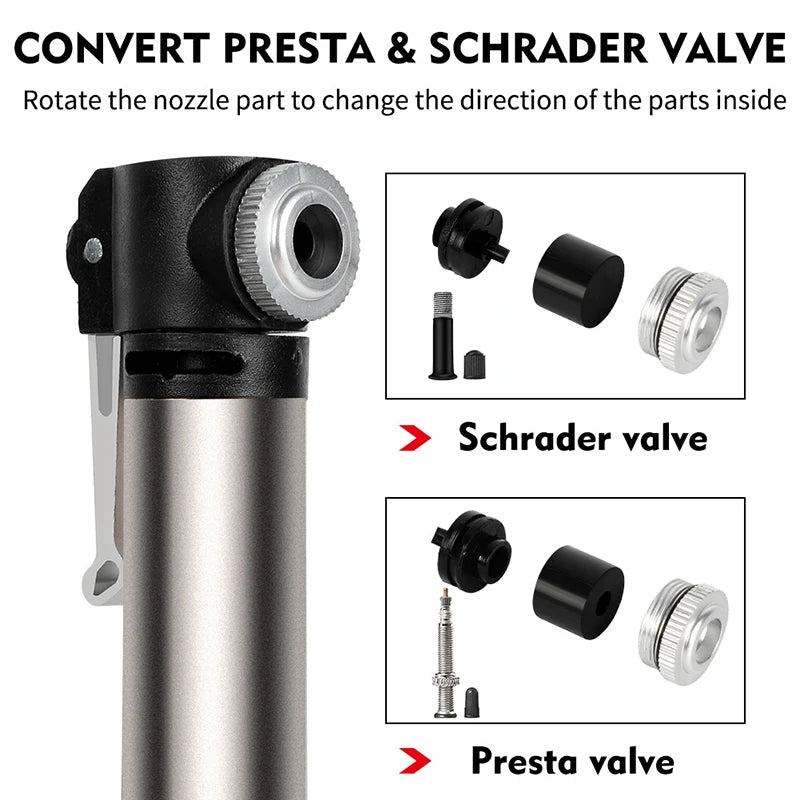 WEST BIKING Bicycle Air Pump Mini Hand Pump Tire Inflator Bike Pump Aluminum Alloy AV/FV Valve MTB Road Cycling for Ball 120psi
