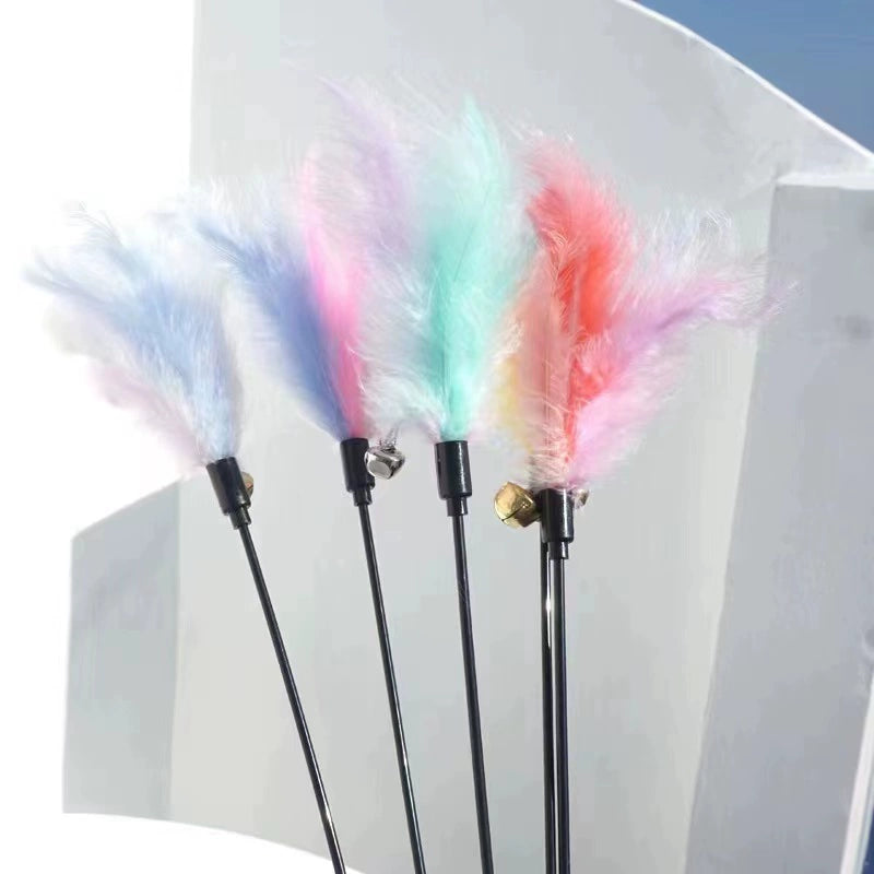 Cat Toy Fairy Feather with Bell Cat Teaser Self-Hi Cat Teaser Toy Cat Toy Set Kitten Kittens Funny Cat Handy Gadget