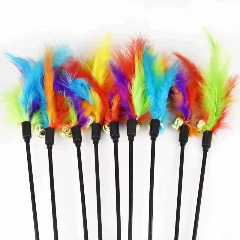 Cat Toy Fairy Feather with Bell Cat Teaser Self-Hi Cat Teaser Toy Cat Toy Set Kitten Kittens Funny Cat Handy Gadget