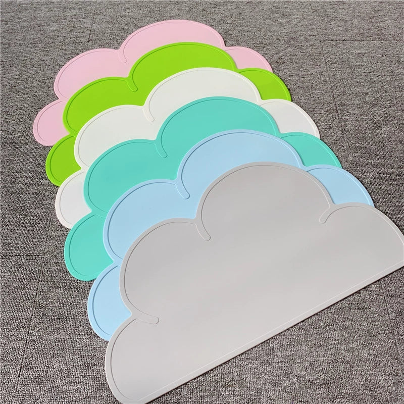 Cute Pet Cloud Silicone Placemat Cat Dog Eating Non Slip Splash-Proof Mat Cat Bowl Dog Bowl Waterproof Tray