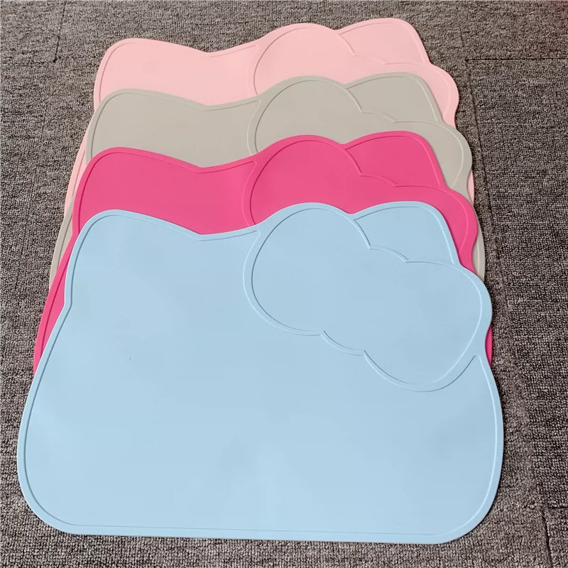 Cute Pet Cloud Silicone Placemat Cat Dog Eating Non Slip Splash-Proof Mat Cat Bowl Dog Bowl Waterproof Tray
