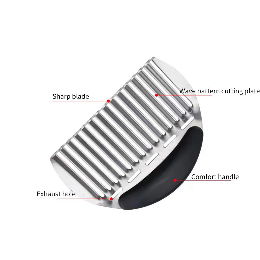 Potato Cutter Chip French Fry Maker Stainless Steel Wavy Knife Serrated Blade Chopper Kitchen Knife Chopper Vegetable Tools