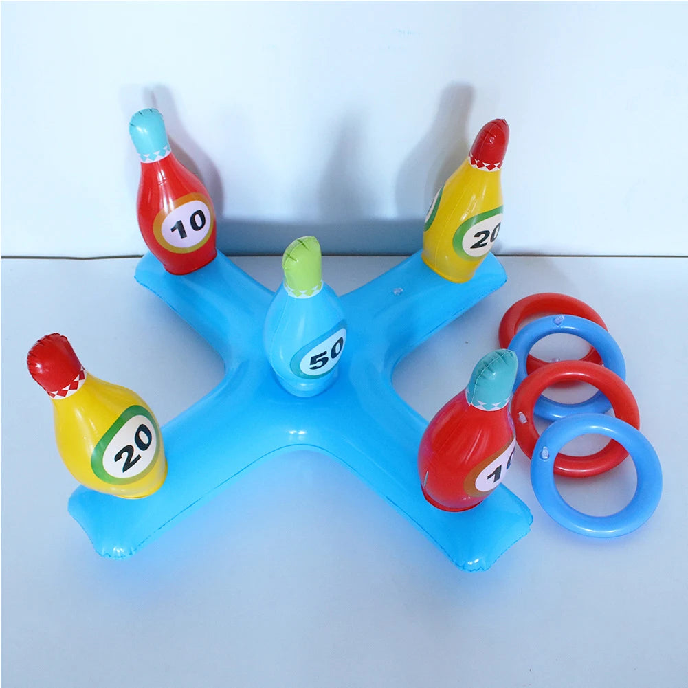 Inflatable Pool Bowling Toss Game Inflatable Floating Hoops with Rings Outdoor Swimming Pool accessories Summer Water Play