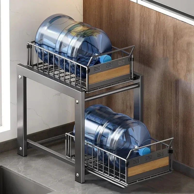 Sliding Under Sink Storage Organizer 2 Tier Drawer Multipurpose Rack Cabinet Under Sink Storage Rack Bathroom Kitchen Organizer