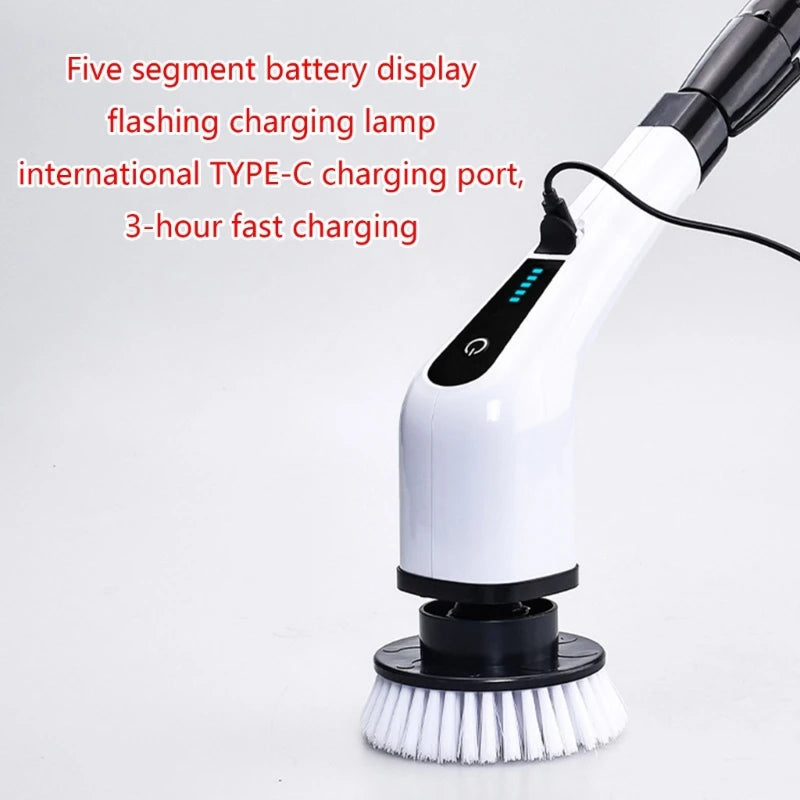 Electric Spin Scrubber Cordless Bathroom Cleaning Brush Adjustable Extension
