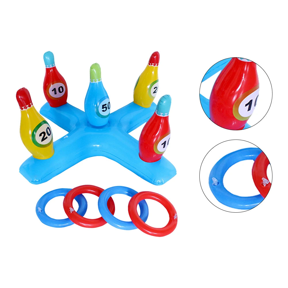 Inflatable Pool Bowling Toss Game Inflatable Floating Hoops with Rings Outdoor Swimming Pool accessories Summer Water Play