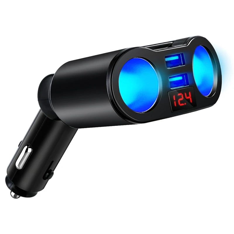 3.1A USB Car Charger Dual Cigarette Lighter Socket Splitter For Phone Tablet DVR Power Adapter Auto Electronics with LCD Display