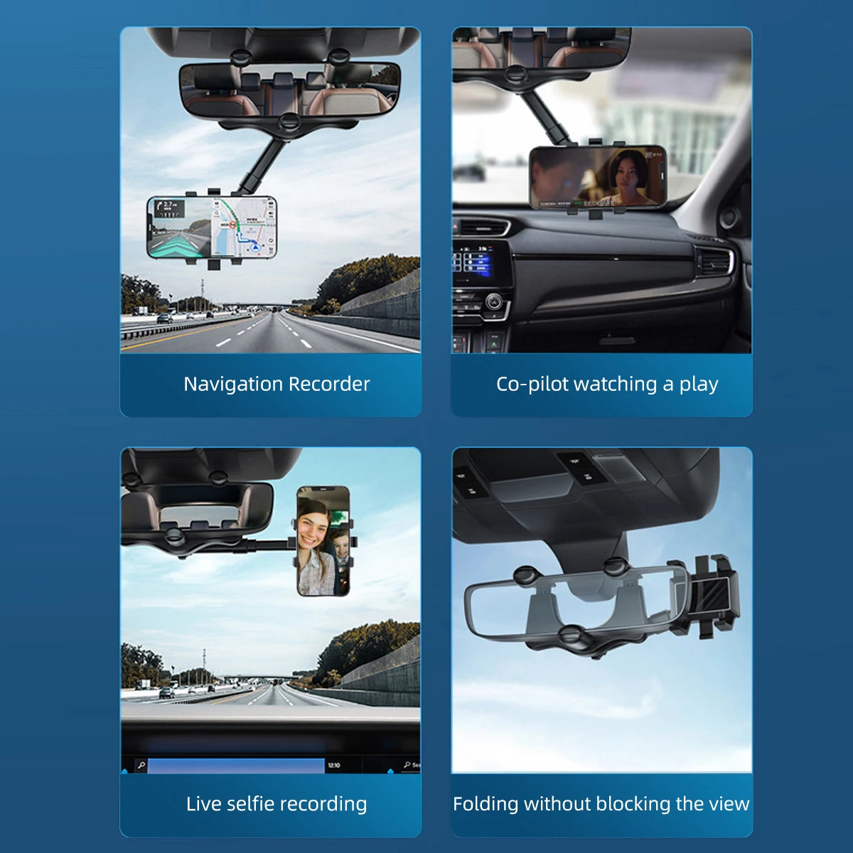 Universal Car Rearview Mirror Mount Stand Phone Holder in Car Stand Cradle For Cell Phone GPS Car Rear View Mirror Bracket