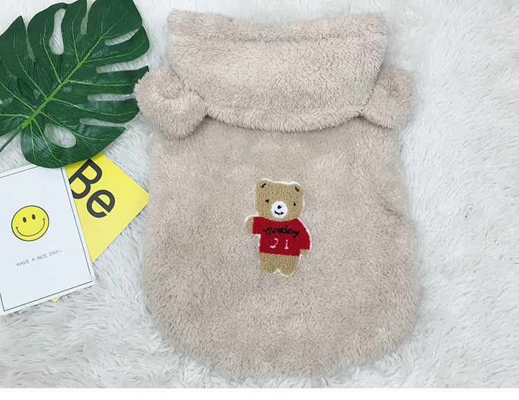 Pug French Bulldog Clothes Dog Cute Winter Clothes Pet Fleece-Lined Thickened Thermal Clothes Take French Bulldog Bichon Teddy