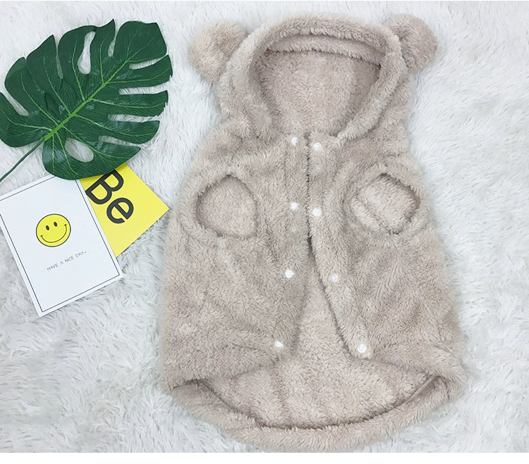 Pug French Bulldog Clothes Dog Cute Winter Clothes Pet Fleece-Lined Thickened Thermal Clothes Take French Bulldog Bichon Teddy