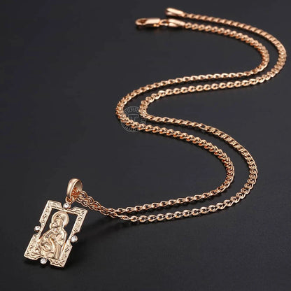 Blessed Virgin Mary Pendant Necklace For Women Men 585 Rose Gold Color Necklace Fashion Jewelry Wholesale Gifts 50.5cm GP192