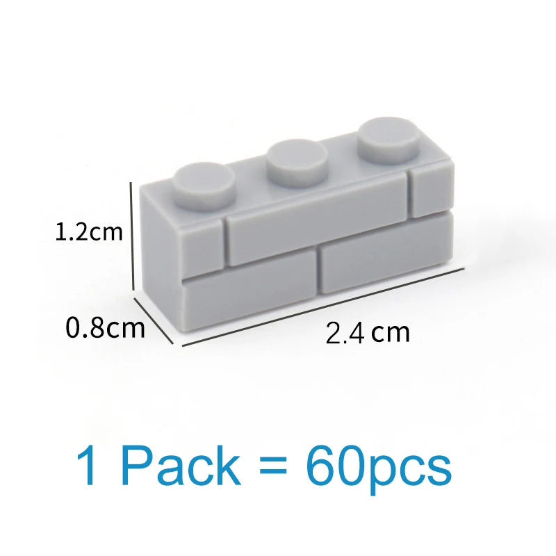 60pcs DIY Building Blocks Thick wall Figures Bricks 1x3 Dots Educational Creative Size Compatible With Brand Toys for Children