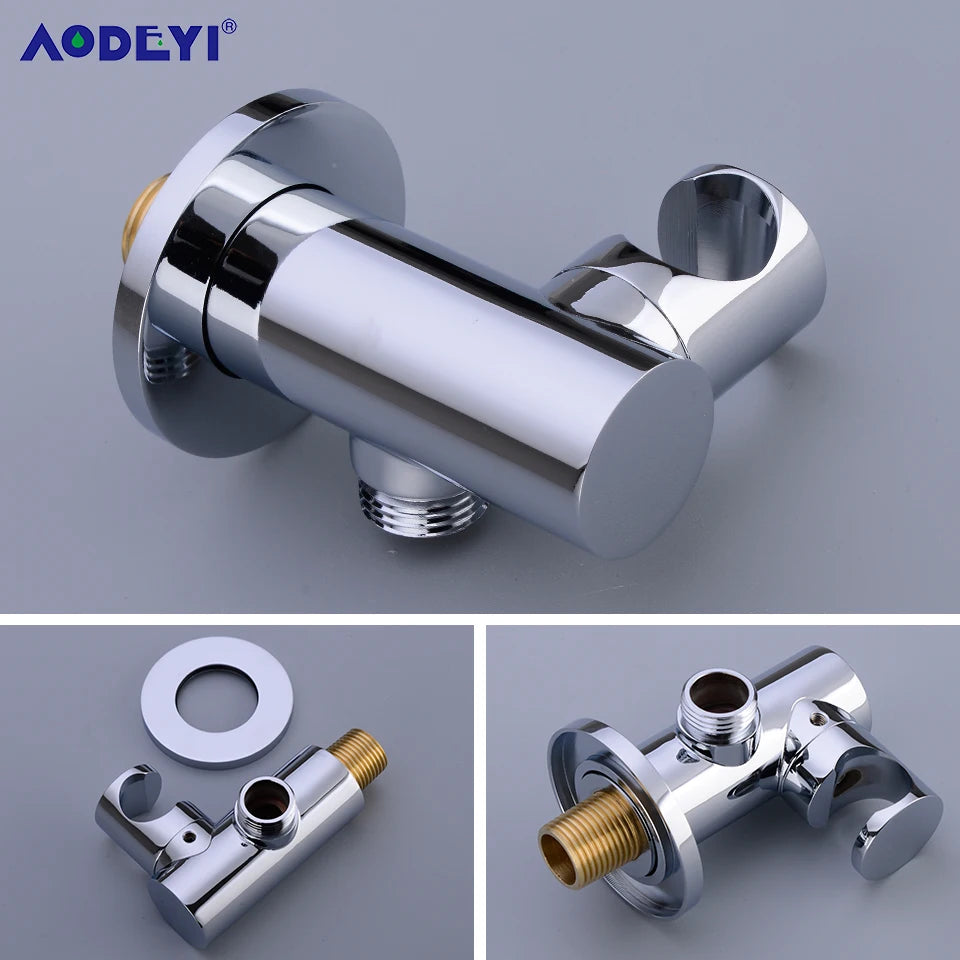 Brass Wall Mounted Hand Held Shower Holder Shower Bracket & Hose Connector Wall Elbow Unit Spout Water Inlet Angle Valve