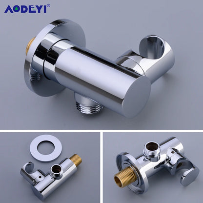 Brass Wall Mounted Hand Held Shower Holder Shower Bracket & Hose Connector Wall Elbow Unit Spout Water Inlet Angle Valve