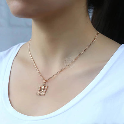 Blessed Virgin Mary Pendant Necklace For Women Men 585 Rose Gold Color Necklace Fashion Jewelry Wholesale Gifts 50.5cm GP192