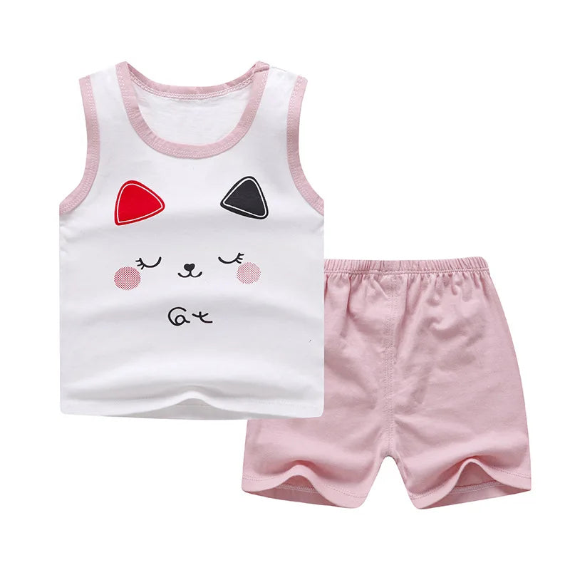 Baby Boy Summer Clothes 2020 Cartoon Sleeveless Tops Vest + Shorts 2pcs Infant Clothing Outfits Kids Bebes Sport Suits