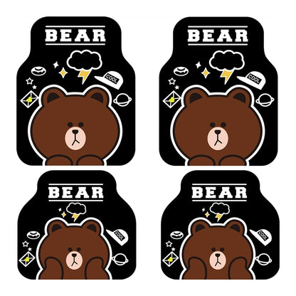Car Foot Mat Cartoon Cute Carpet Mat Suede Main Driving Anti-Dirty Easy to Clean Women's Car Single Piece Neutral