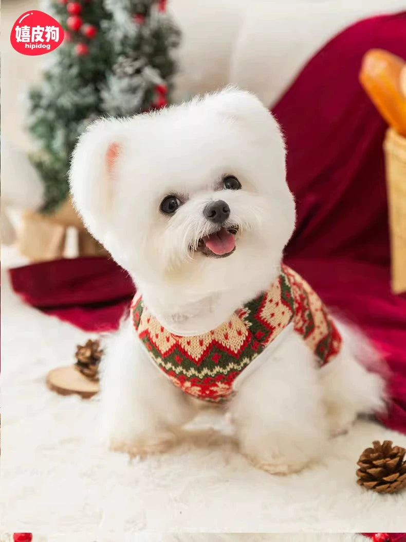 New Year Knitwear Dog Clothes Winter Bichon Teddy Schnauzer Pomeranian Small Dog Winter Pet Autumn and Winter