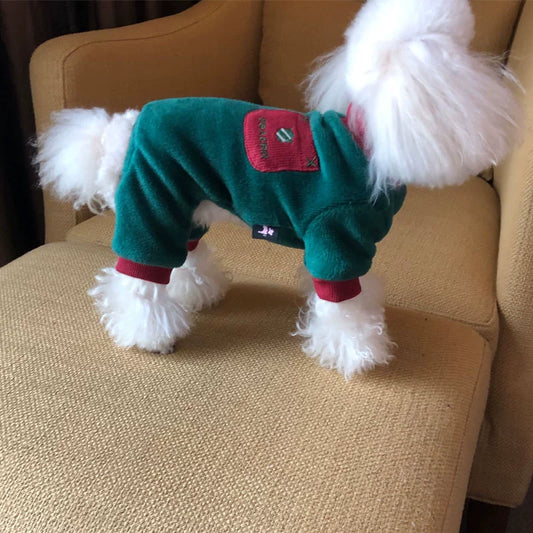 Dog Dog Clothes Winter Four Feet Teddy Clothes Winter Fleece Lining Double Layer Cotton Spun Velvet Dog Clothes Bichon Fleece Lined
