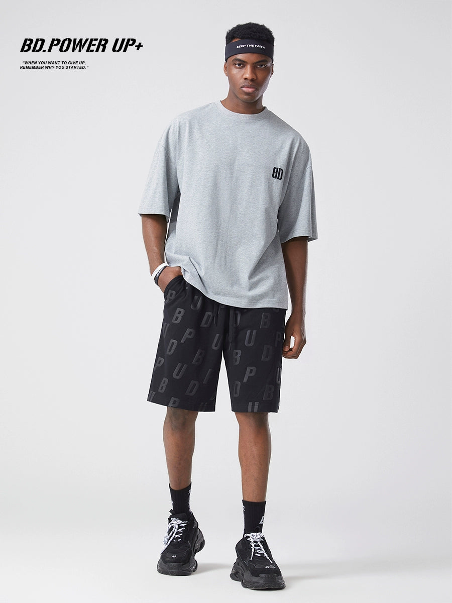Men's Loose and Simple Fashionable Embroidery Trend Short-Sleeved Cotton T-shirt