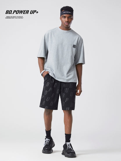 Men's Loose and Simple Fashionable Embroidery Trend Short-Sleeved Cotton T-shirt