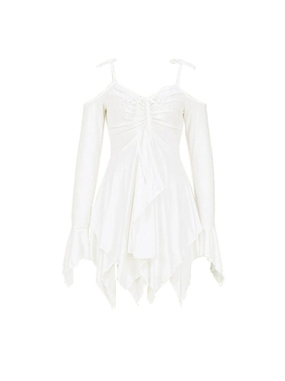 Ruched Asymmetrical Slim Fit Backless Sling Dress