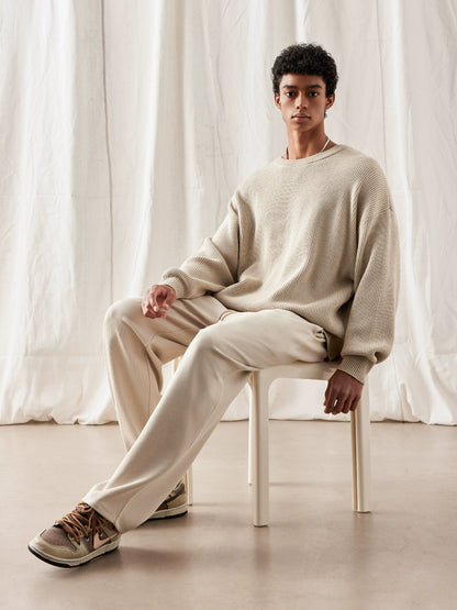 Solid Color Texture Men's Minimalist Wide Leg Loose Straight-Leg Pants