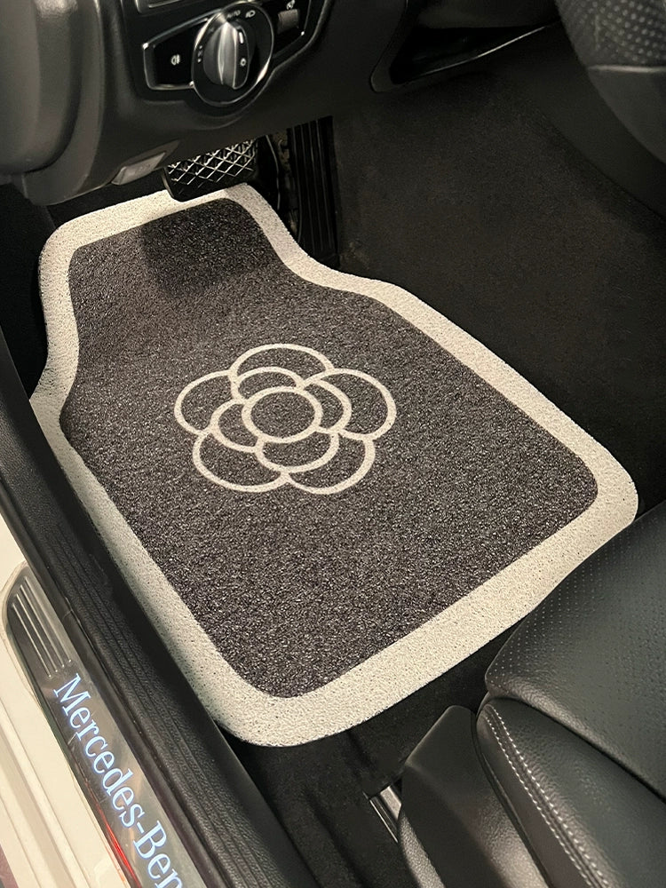 Cute Camellia Anti-Dirty Car Foot Mat for Main Driving Carpet