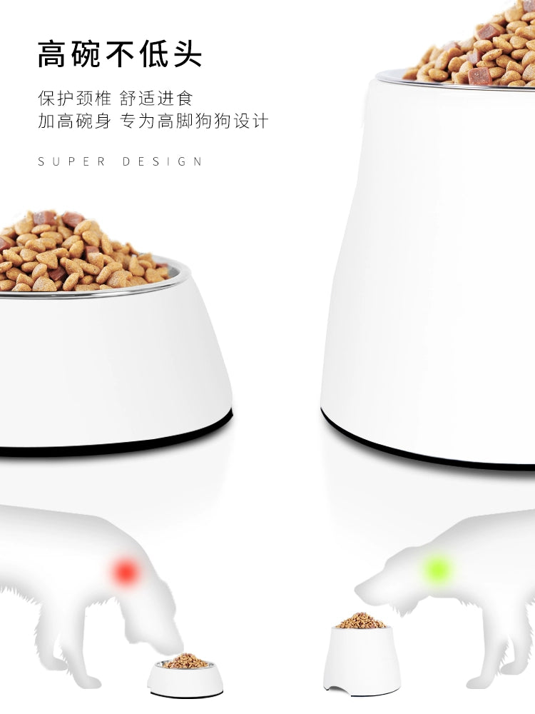 Super Supemoto Dog/Cat Bowl Pet Supplies Dog Basin Cat Food Holder Stainless Steel Big and Small Dogs Rice Bowl Tall Bowl