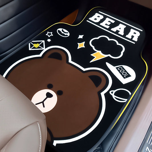 Car Foot Mat Cartoon Cute Carpet Mat Suede Main Driving Anti-Dirty Easy to Clean Women's Car Single Piece Neutral