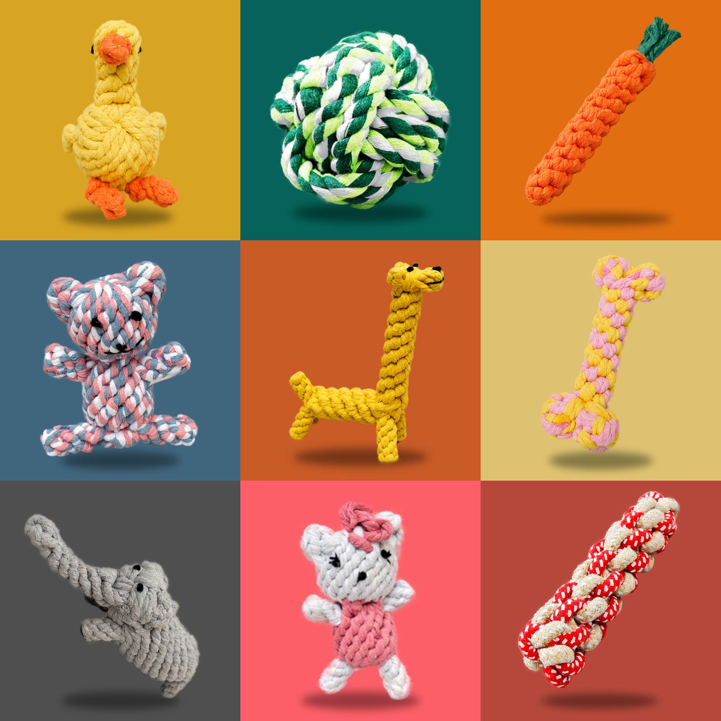 Dog Bite-Resistant Toys Cord Teether Dog Chewing Rope Pet Tug of War String Puppy Bichon Teddy Small Dog Dog Bends and Hitches