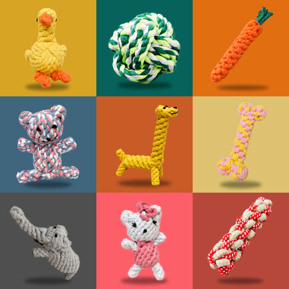 Dog Bite-Resistant Toys Cord Teether Dog Chewing Rope Pet Tug of War String Puppy Bichon Teddy Small Dog Dog Bends and Hitches
