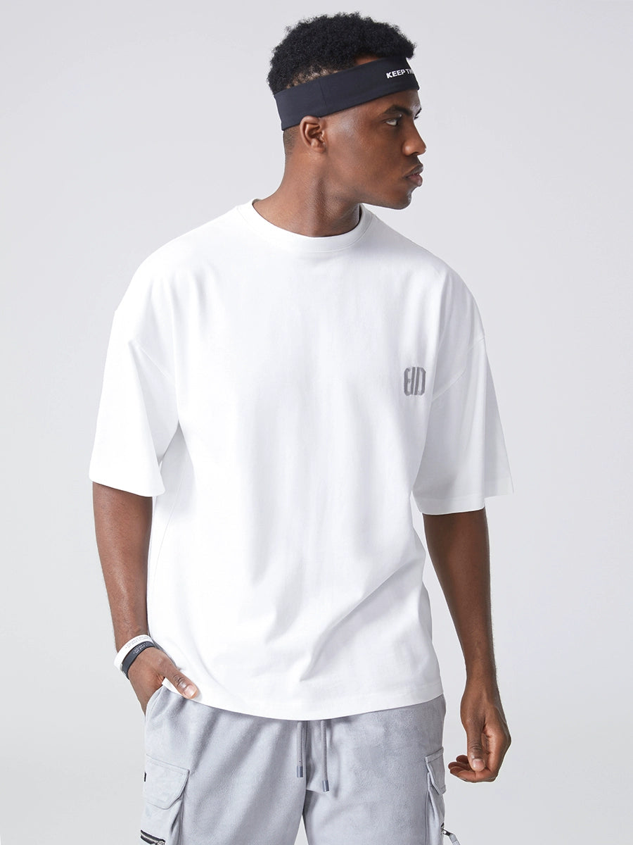 Men's Loose and Simple Fashionable Embroidery Trend Short-Sleeved Cotton T-shirt