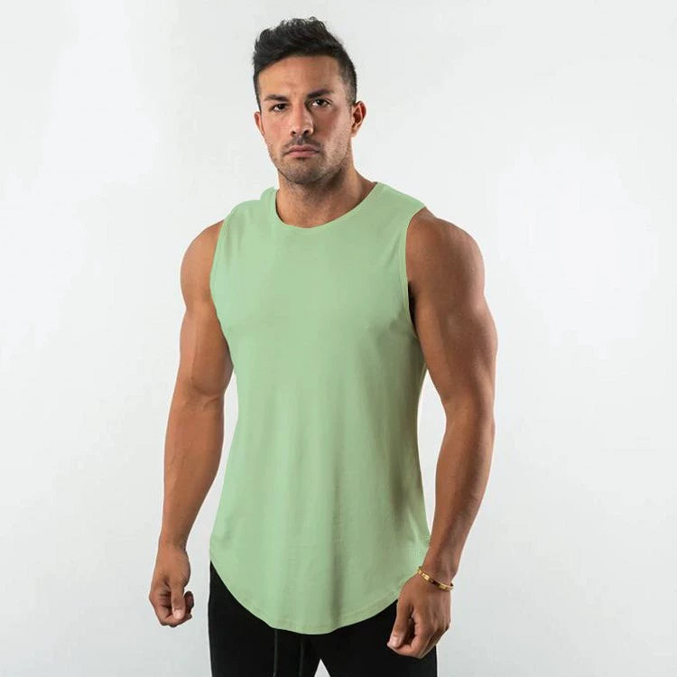 Summer New Fitness Vest Men's Stretch Cotton Equipment Muscle Training Brothers Basketball Sports Light Board Sleeveless T-shirt