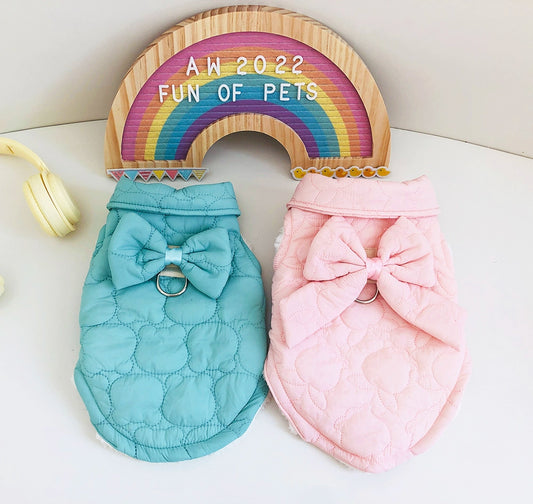 Dog Quilted Rabbits and Bears Pet Vest Coat Bow Tie