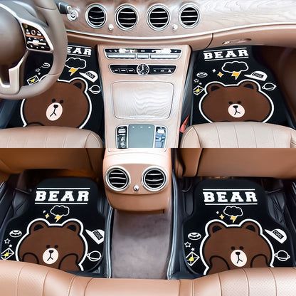 Car Foot Mat Cartoon Cute Carpet Mat Suede Main Driving Anti-Dirty Easy to Clean Women's Car Single Piece Neutral