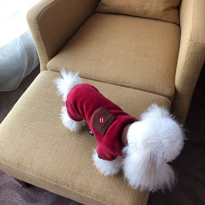 Dog Dog Clothes Winter Four Feet Teddy Clothes Winter Fleece Lining Double Layer Cotton Spun Velvet Dog Clothes Bichon Fleece Lined