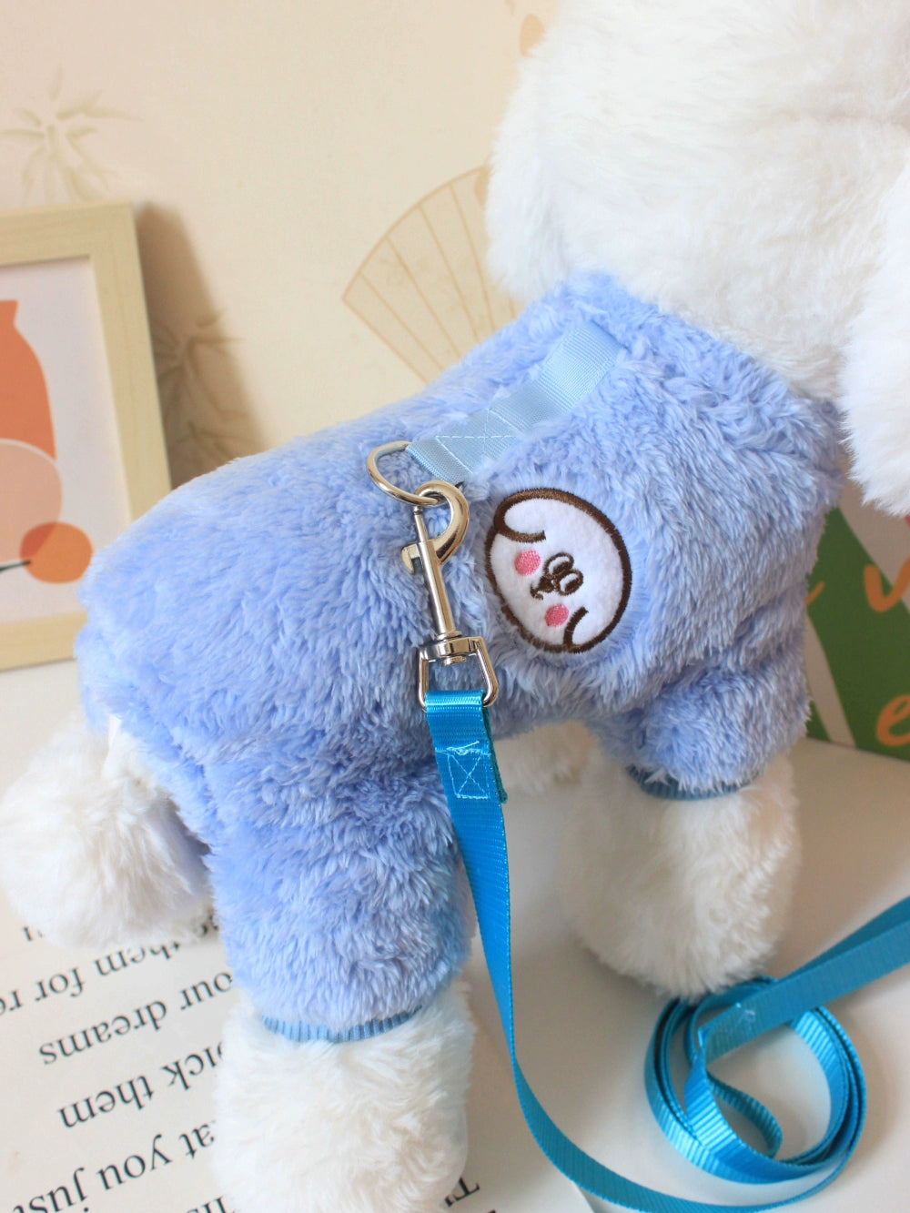 Pet Autumn and Winter Warm Puppy Clothes Teddy Bichon Velvet Winter Traction Home Wear Pull Ring Four Legs Fluffy Jacket