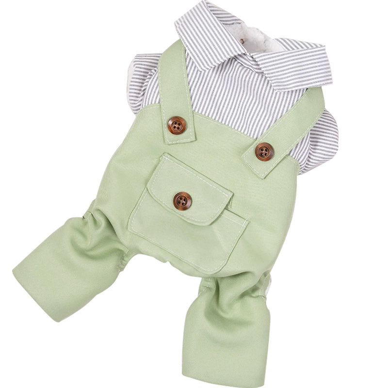 Puppy Clothes Autumn and Winter Clothing Teddy Bichon Pomeranian Small Dog Spring Fleece-Lined Overalls Pet Cat Clothes
