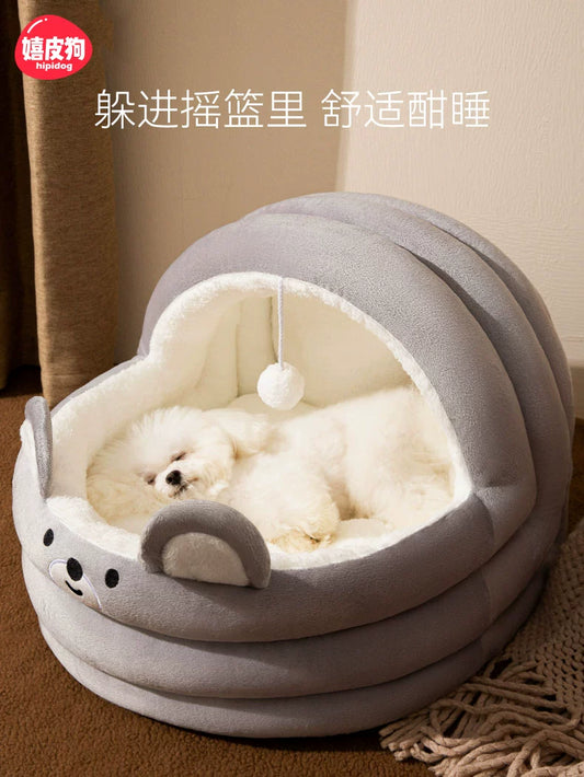 Kennel Winter Warm Small Size Dogs Kennel Dog Bed Internet Celebrity Semi-Closed Cat Nest All Year Round Neutral Pet Supplies Winter