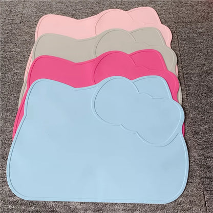 Cute Pet Cloud Silicone Placemat Cat Dog Eating Non Slip Splash-Proof Mat Cat Bowl Dog Bowl Waterproof Tray