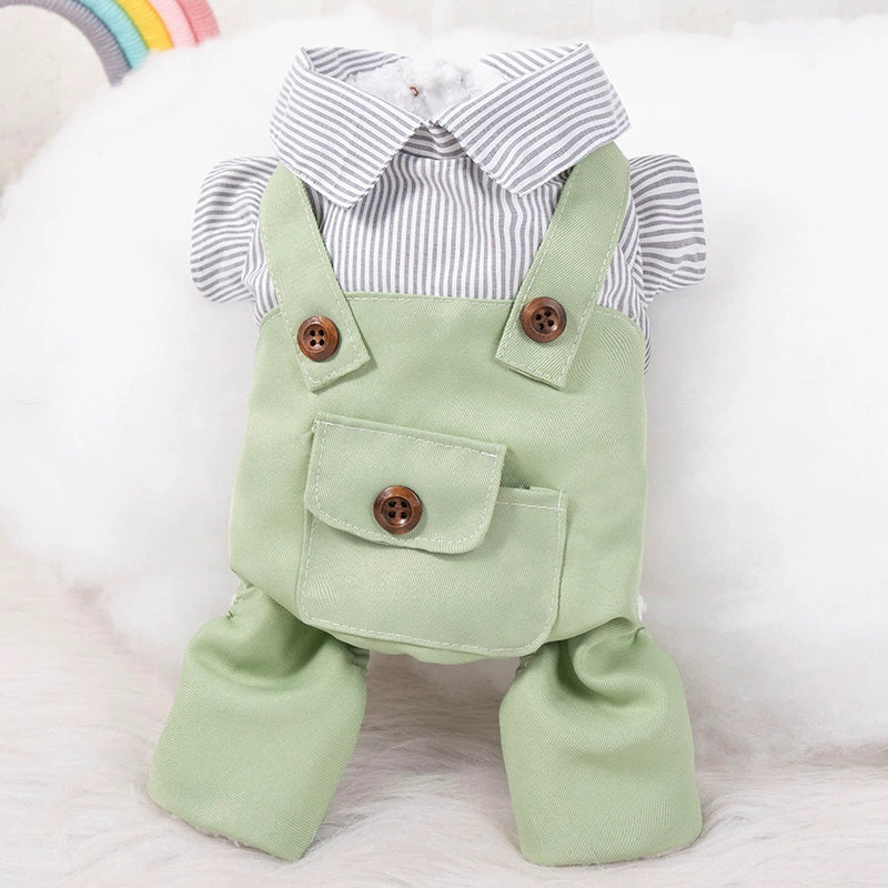 Puppy Clothes Autumn and Winter Clothing Teddy Bichon Pomeranian Small Dog Spring Fleece-Lined Overalls Pet Cat Clothes