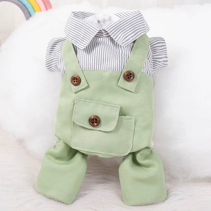 Puppy Clothes Autumn and Winter Clothing Teddy Bichon Pomeranian Small Dog Spring Fleece-Lined Overalls Pet Cat Clothes