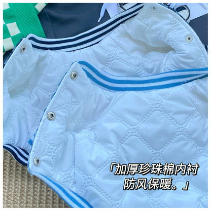 Bluetime Homemade Fashion Brand Parent-child Matching Outfit Dog Clothes Autumn and Winter Warm Baseball Uniform Cat Couple look Teddy Autumn clothes