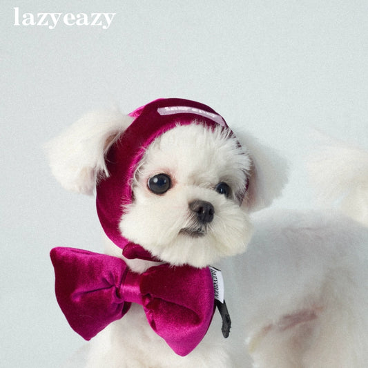Lazyeazy Pet Kitten Dog Velvet Bow Knot Holiday Bow Tie Atmosphere Adjustable Cotton Filling Cute Photo