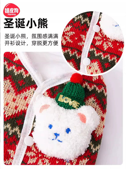 New Year Knitwear Dog Clothes Winter Bichon Teddy Schnauzer Pomeranian Small Dog Winter Pet Autumn and Winter