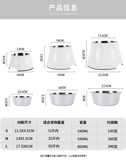 Super Supemoto Dog/Cat Bowl Pet Supplies Dog Basin Cat Food Holder Stainless Steel Big and Small Dogs Rice Bowl Tall Bowl